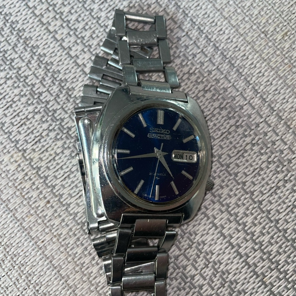 Seiko 5ACTUS 7019 7000 Automatic Analog Day | Date Blue Dial Watch